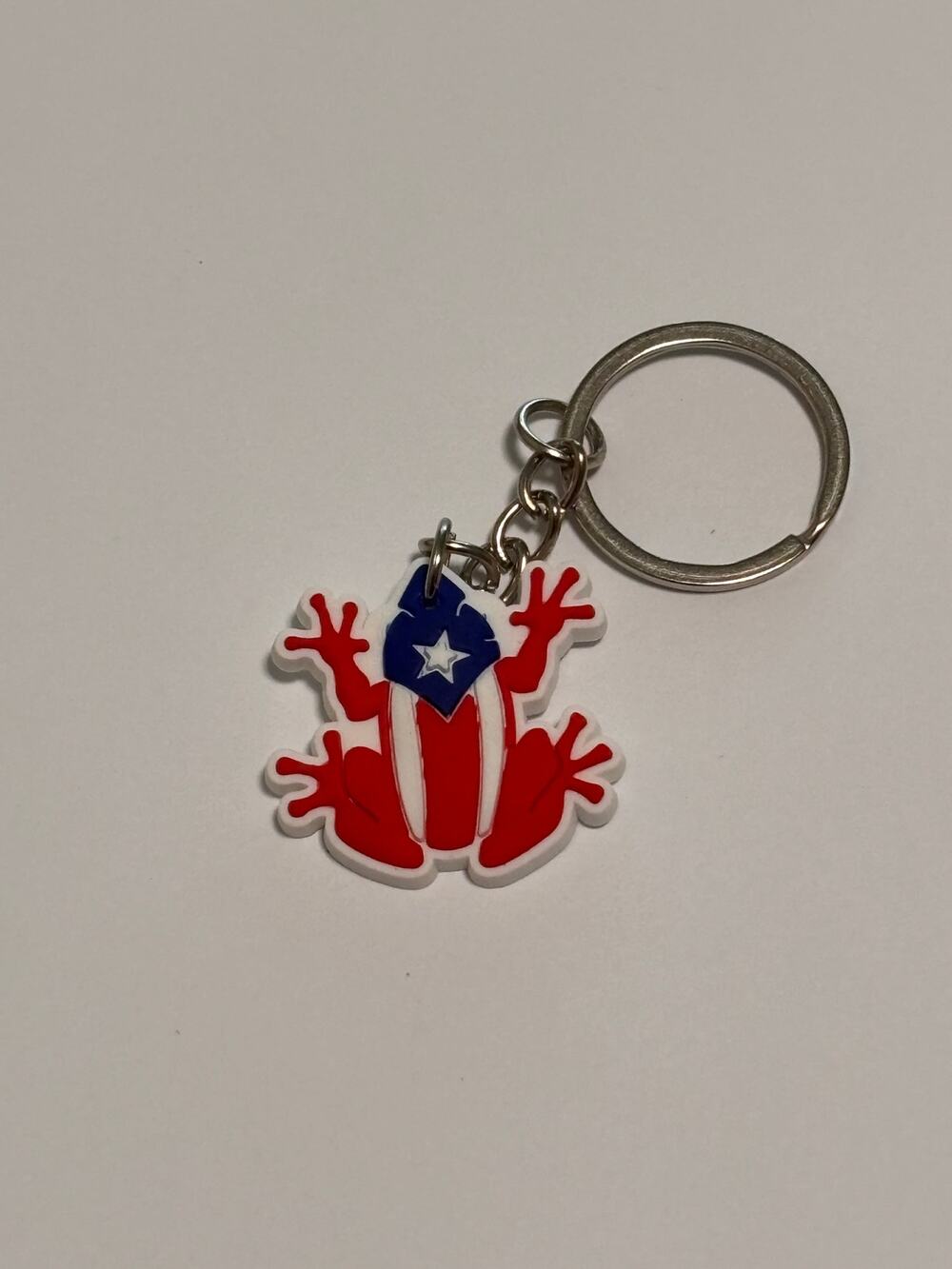Puerto Rican Rico Flag Coqui Taino Red White Blue Keychain Key Ring